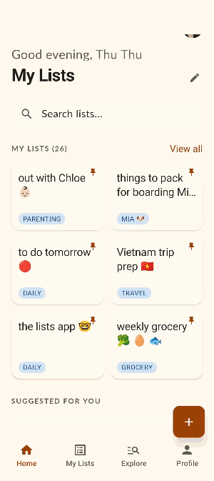 The 'out with Chloe' diaper-bag list, fully checked off at 16 of 16, then reset to zero in a single tap — ready to reuse next time.